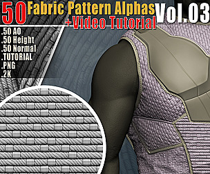 50 Fabric Pattern Alphas Vol.03 + Video Tutorial