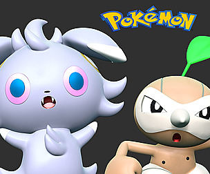 Espurr & Nuzleaf - Pokemon
