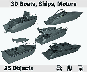 3D boats ships motors