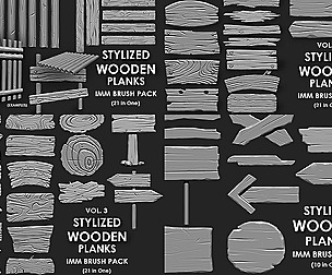 STYLIZED WOODEN PLANK MEGA PACK4 IN ONE73 BRUSHES