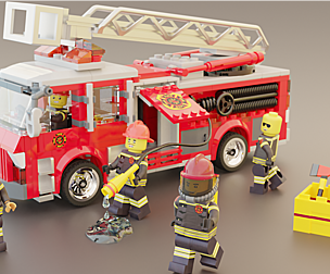 Lego Firetruck with Firefighter Squad