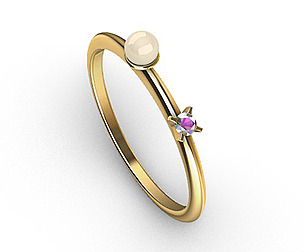 Single Pearl and Diamond Ring 10 Sizes