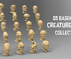25 basemesh creature head collection