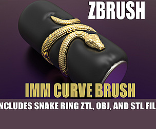 Snake IMM Curve Brush with Ring Model for 3D Print