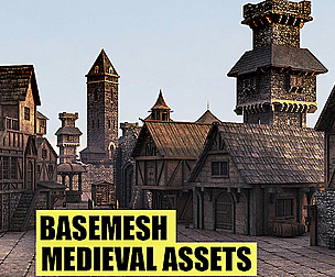 BaseMesh vol2 : MEDIEVAL ASSETS (UV + TEXTURES )