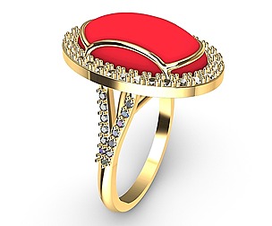 DIAMOND OVAL CABOCHON RING