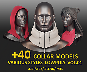 +40 COLLAR MODELS_various styles_lowpoly