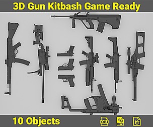 3D Gun Kitbash Game Ready