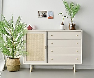 Bund Woody White Rattan 4-Tier