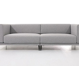 gray full cover fabric sofa