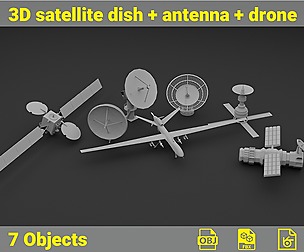 3D Satellite dish & antenna & Drone