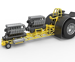 Pulling tractor with 2xV12 in line 1:25