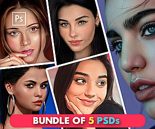 Bundle of 5 Tutorial Portrait PSDs
