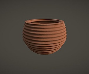 Terracotta Striped Clay Pot