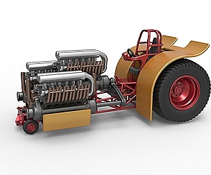 Pulling tractor with 3 engines V12 1:25
