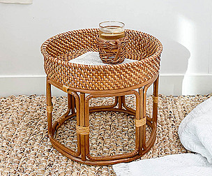 Vietnam rattan wood round side tea table