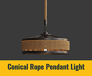 Conical Rope Pendant Light Kit Farmhouse