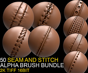 seam and stitch alpha brush bundle vol.6