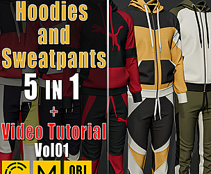 5 Hoodies and Sweatpants + CLO+ OBJ Vol01
