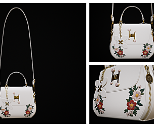 Flower white handbag with flower embroidery