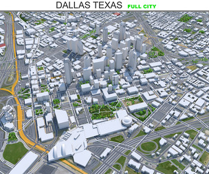 Dallas city Texas 3d model 60km