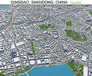 Qingdao Shandong city China 3d model 250km