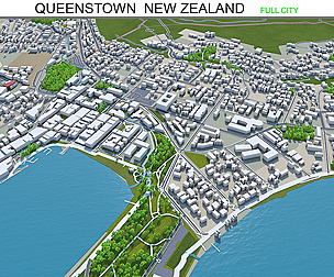 Queenstown city New Zealand 3d model 80km
