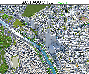 Santiago city Chile 3d model 60km