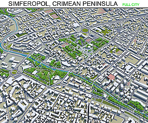 Simferopol city Crimean Peninsula 3d model 40km