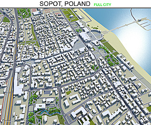 Sopot city Poland 3d model 20km