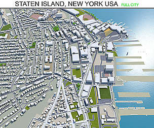 Staten Island city New York USA 3d model 40km