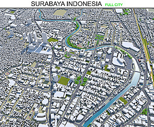 Surabaya city Indonesia 3d model 30km