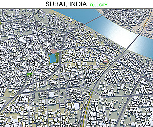 Surat city India 3d model 40km