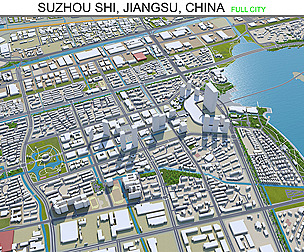 Suzhou Shi Jiangsu city China 3d model 200km