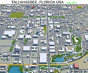 Tallahassee cty Florida USA 3d model 50km