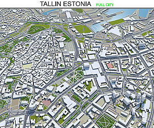 Tallin city Estonia 3d model 70km