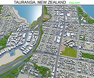 Tauranga city New Zealand 3d model 40km
