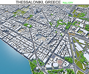 Thessaloniki city Greece 3d model 30km