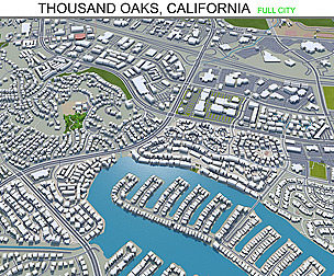 Thousand Oaks city California 3d model 40km