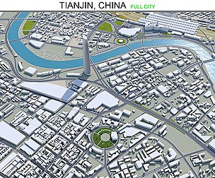 Tianjin city China 3d model 270km