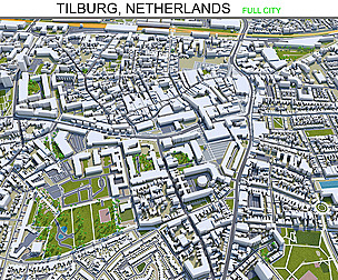 Tilburg city Netherlands 3d model 50km