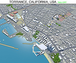 Torrance city California USA 3d model 30km