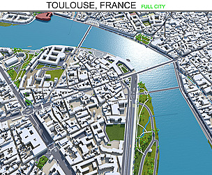 Toulouse city France 3d model 30km
