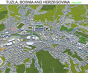 Tuzla city Bosnia and Herzegovina 3d model 30km