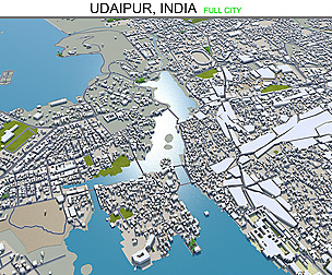 Udaipur city India 3d model 30km