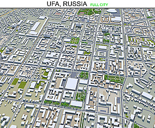 UFA city Russia 3d model 90km