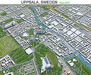Uppsala city Sweden 3d model 40km