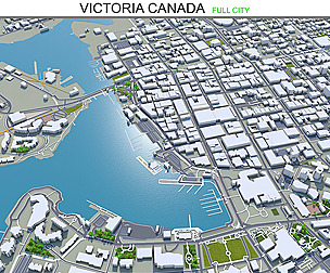 Victoria city Canada 3d model 30km