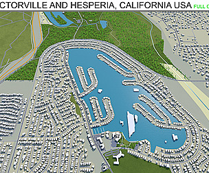 Victorville Hesperia city California 3d model 70km