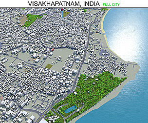 Visakhapatnam city India 3d model 80km